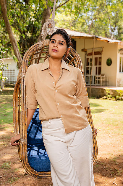 Cotton Linen Beige Shirt