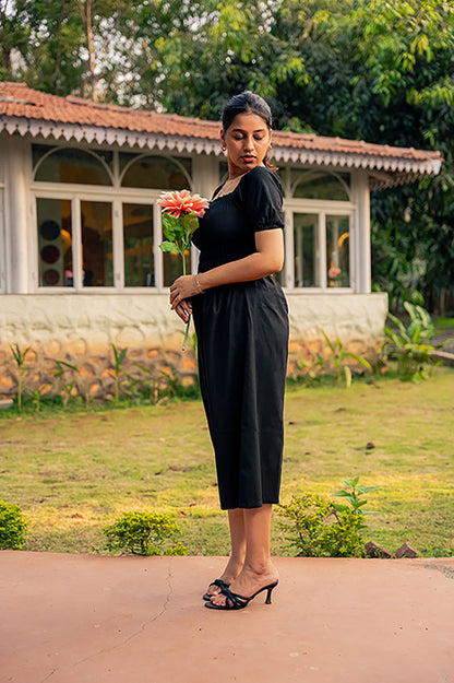 Black Dress With Puff Sleeves