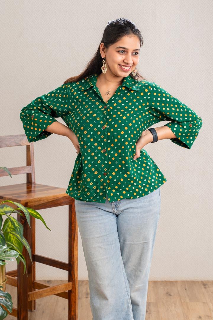 Green Bandhani Shirt