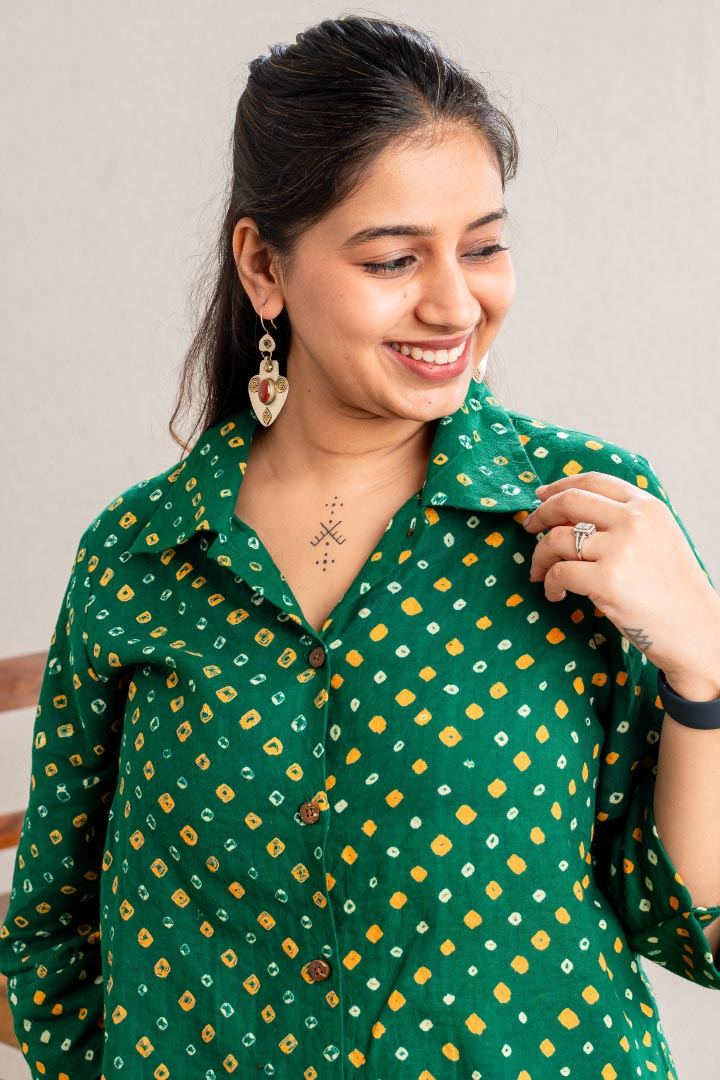 Green Bandhani Shirt