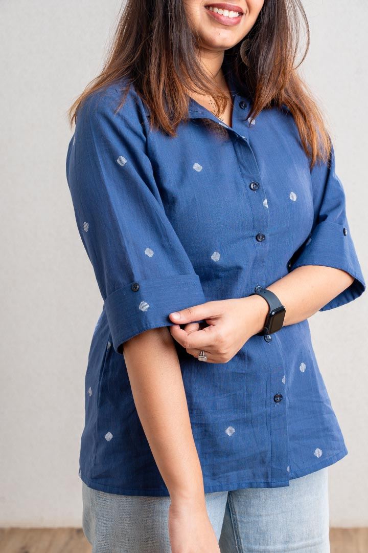 Blue Shirt With Polka