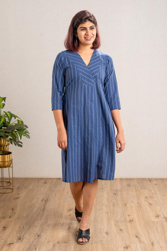 Blue Dress With Zig Zag