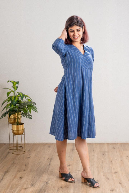 Blue Dress With Zig Zag