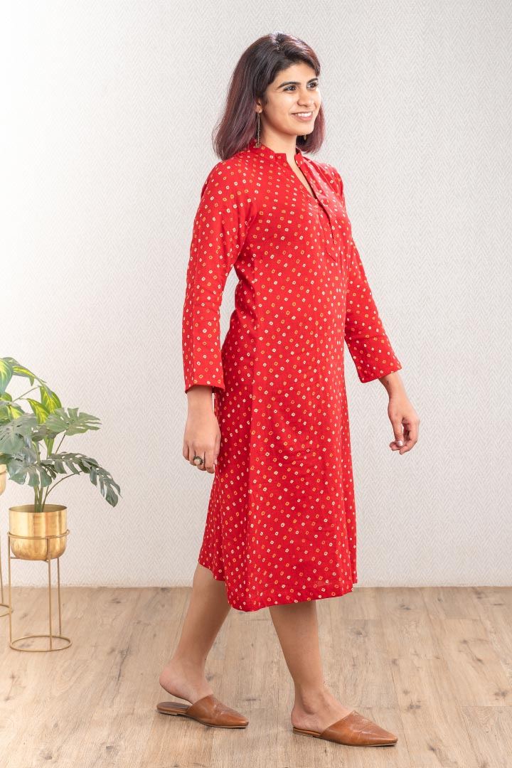 Red Bandhani Dress