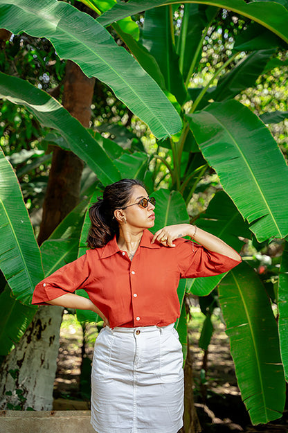 Cotton Linen Rust Shirt