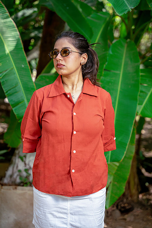 Cotton Linen Rust Shirt