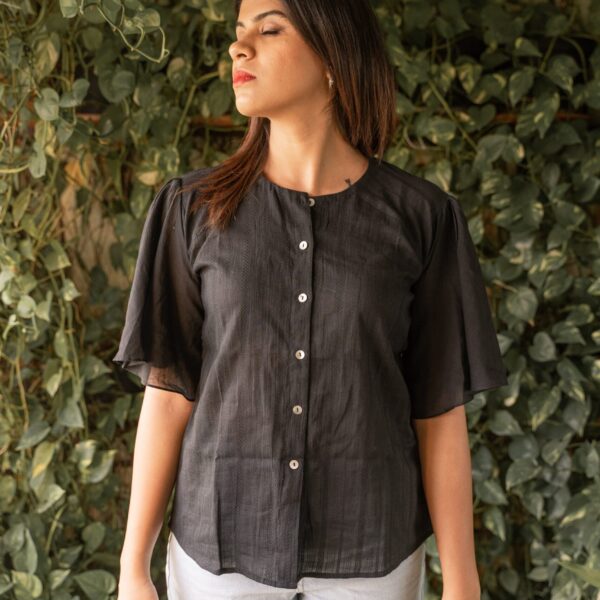 Black Bell Sleeved Top