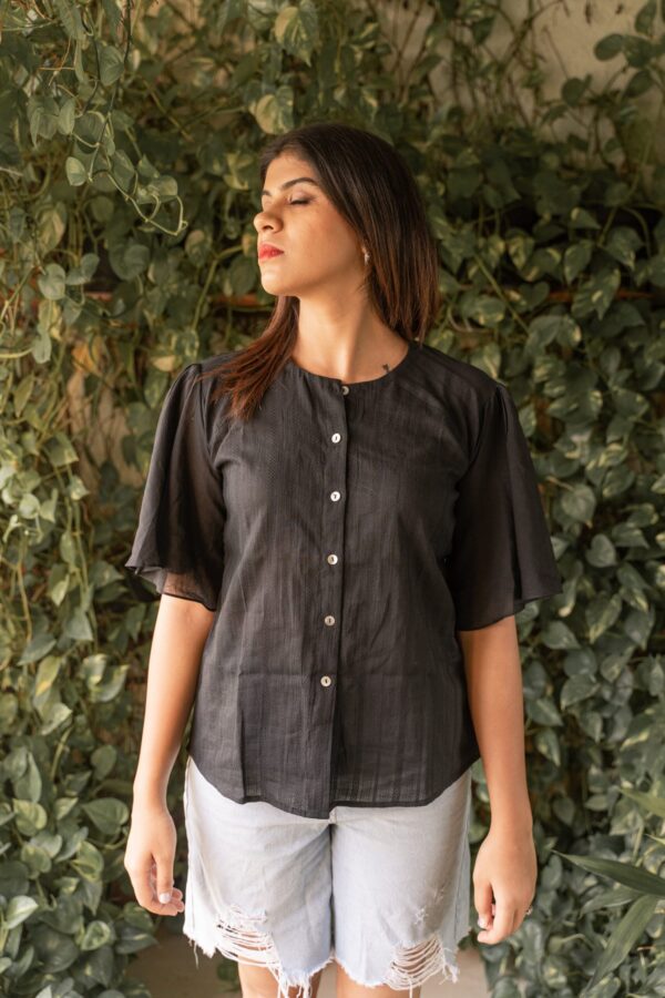 Black Bell Sleeved Top