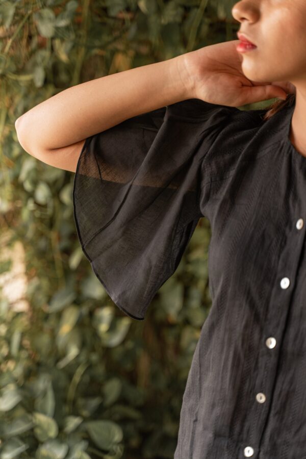 Black Bell Sleeved Top - Image 2