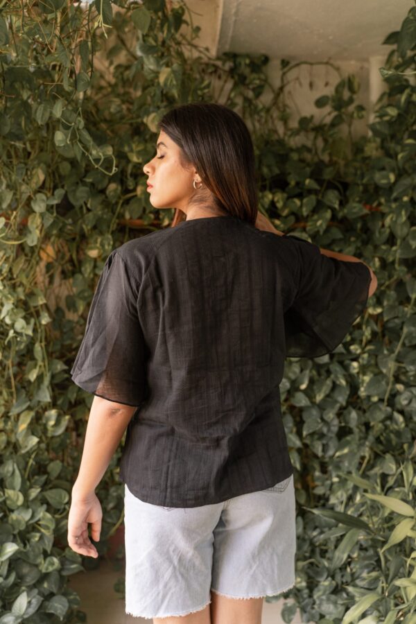 Black Bell Sleeved Top - Image 3