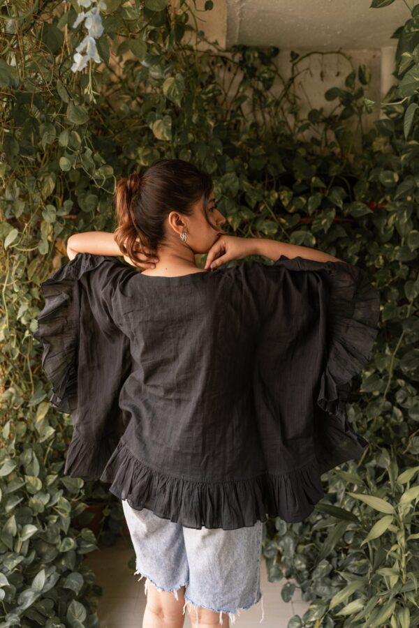 Black Poncho Style Top - Image 3
