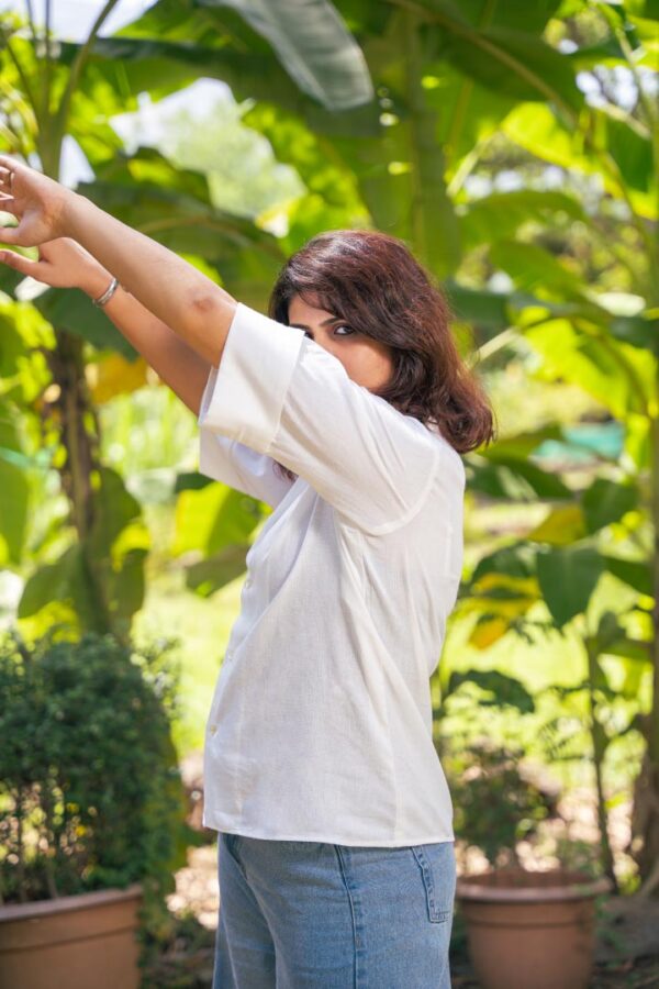 Cotton Linen White Shirt - Image 3