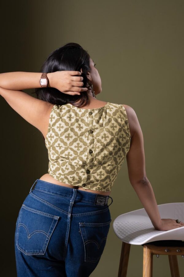 Green Dabu Blouse Top - Image 4