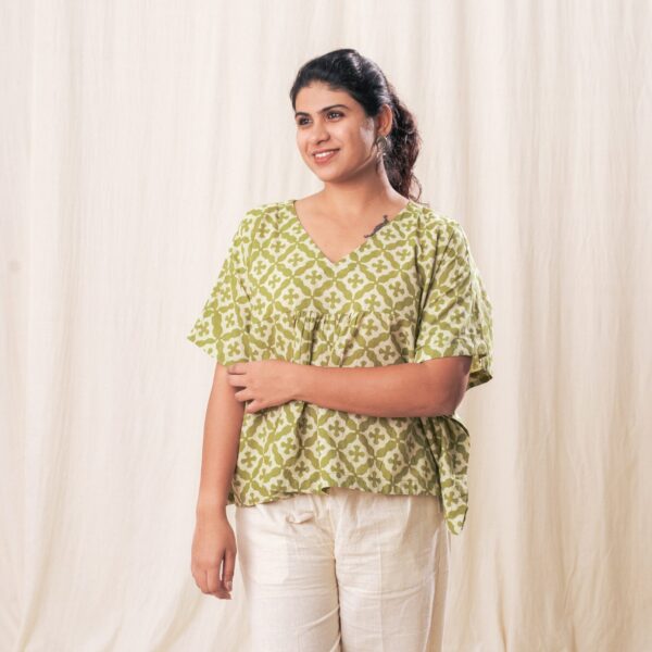 Green Dabu Kaftan Top