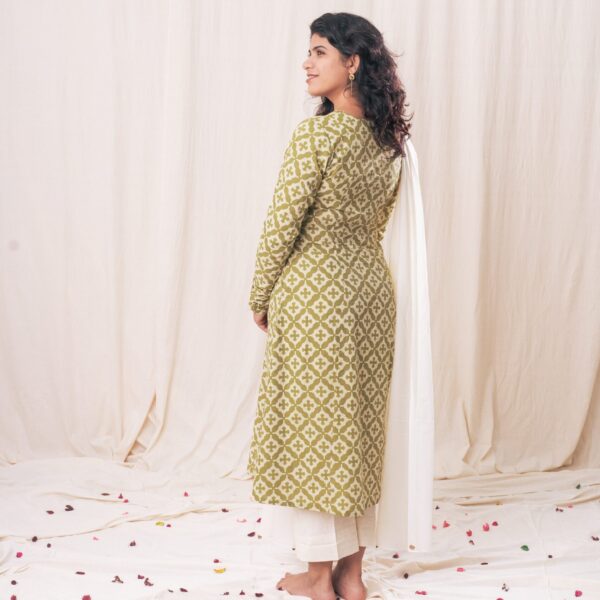 Green Dabu Churi Sleeve Set