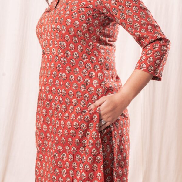 Red Straight Kurta Set