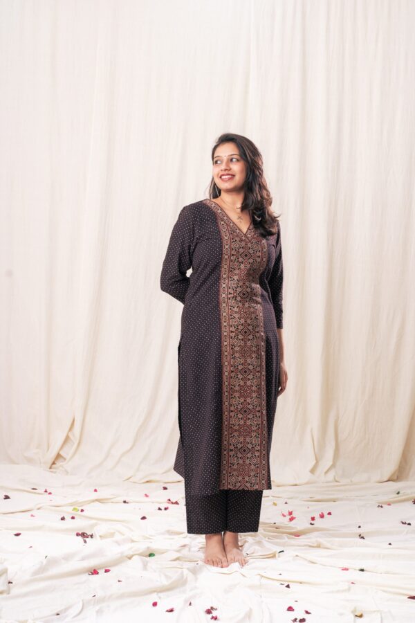 Ajrakh Polka Straight Kurta Set - Image 3