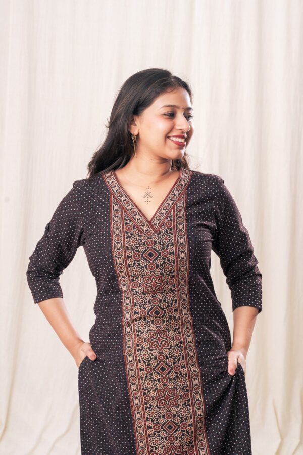 Ajrakh Polka Straight Kurta Set - Image 2