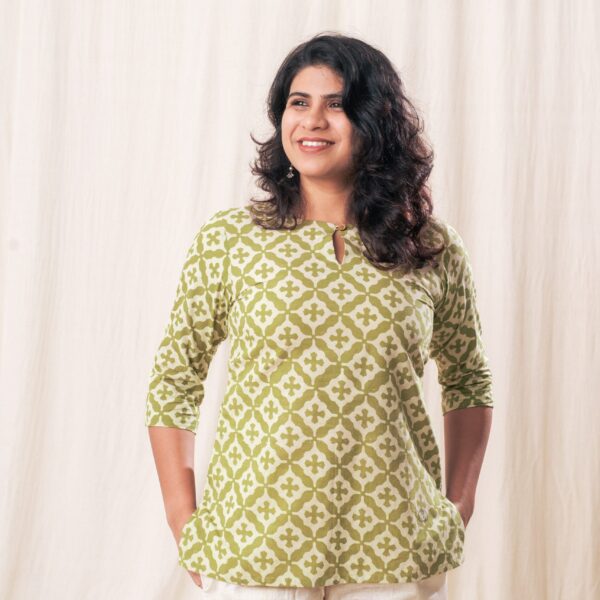 Green Dabu Keyhole Tunic