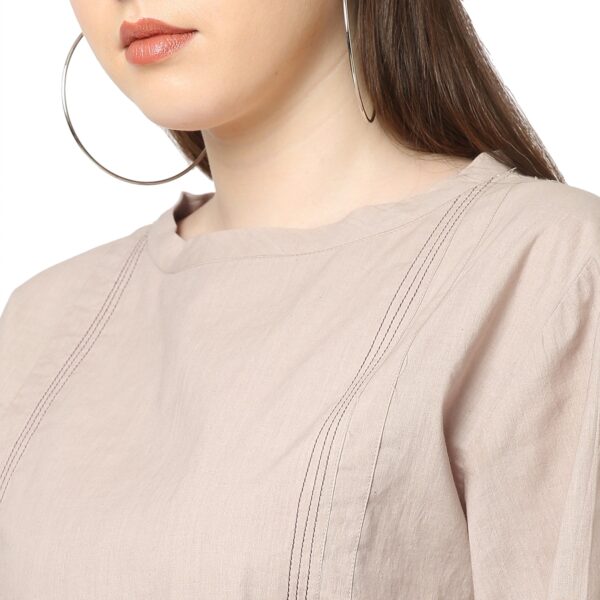 Beige Double Yoke Dress - Image 3