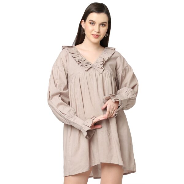 Beige Ruffle Dress