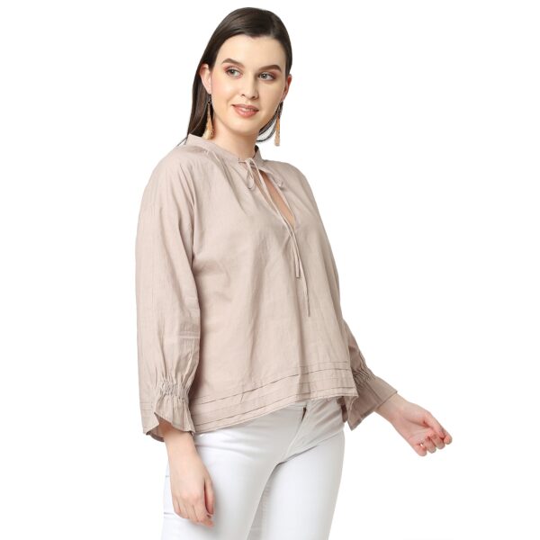 Beige V neck Short top