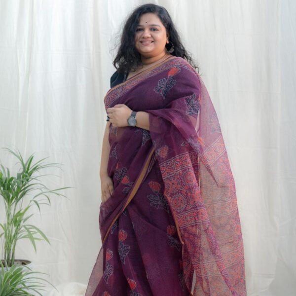 Rich purple kota doria saree