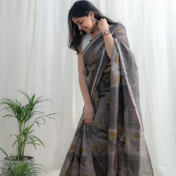 Brown floral saree
