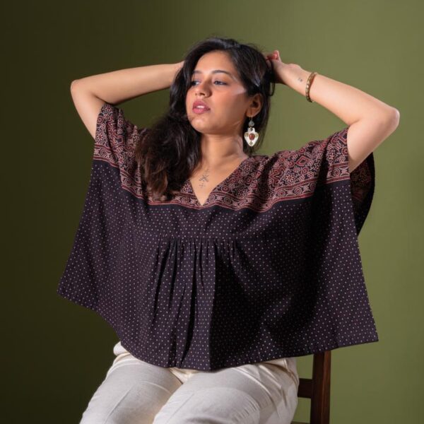 Ajrakh Polka Kaftan top