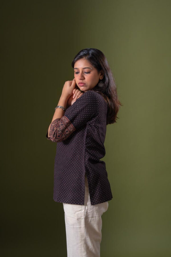 Ajrakh Polka Key hole Tunic - Image 3