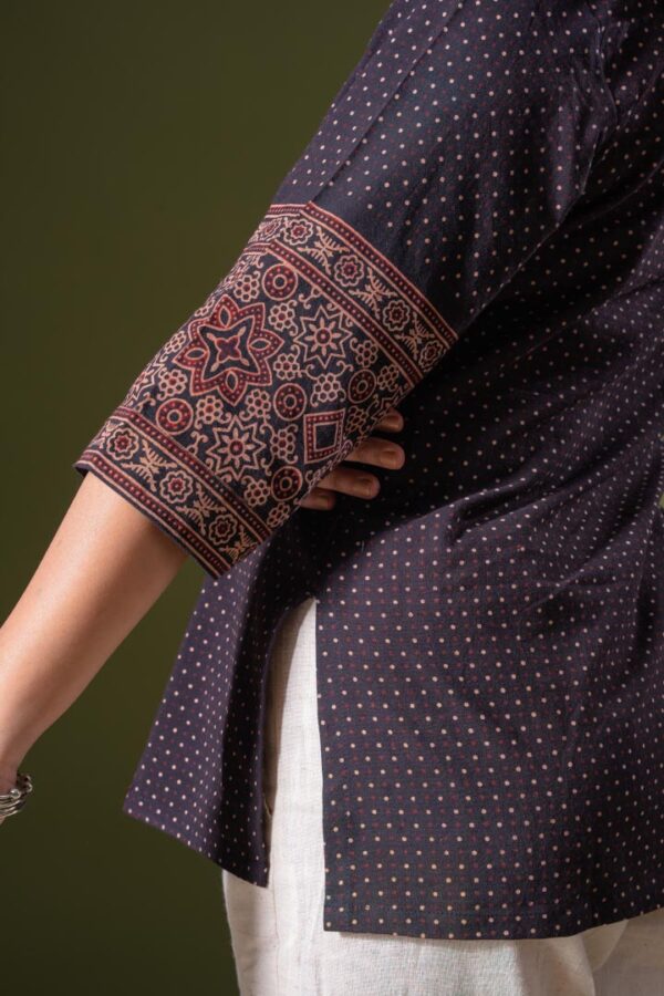 Ajrakh Polka Key hole Tunic - Image 4