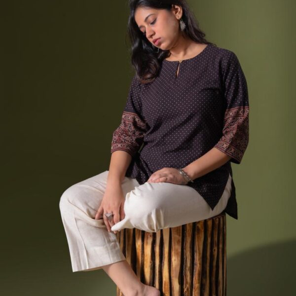 Ajrakh Polka Key hole Tunic
