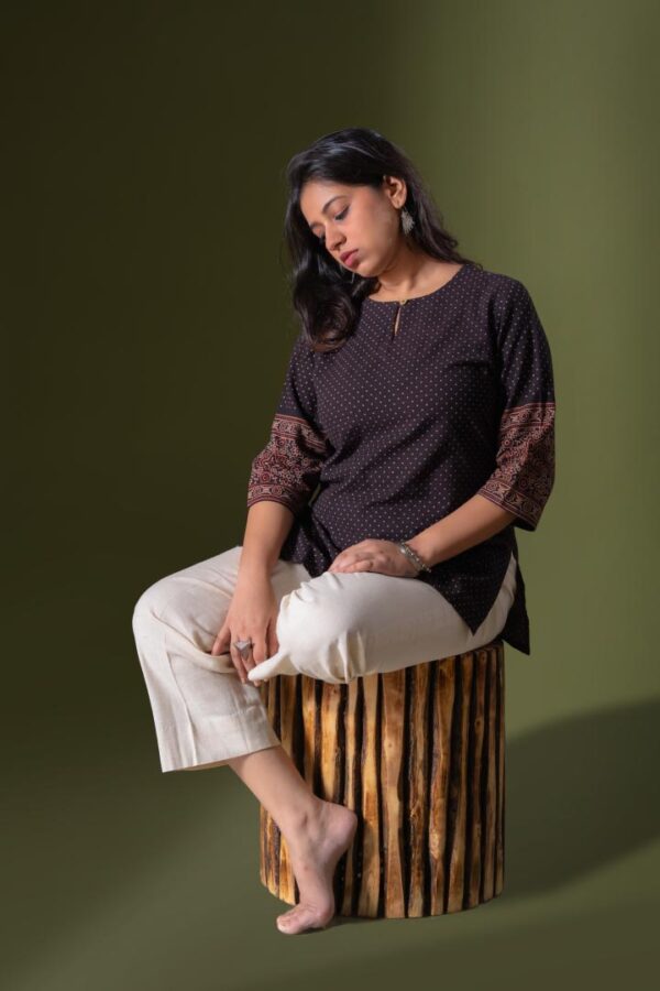 Ajrakh Polka Key hole Tunic