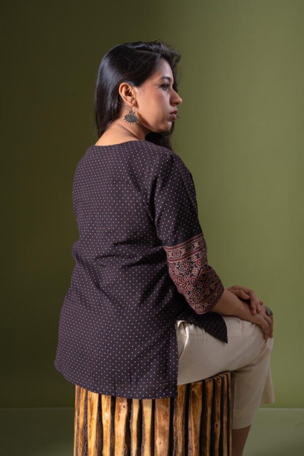 Ajrakh Polka Key hole Tunic - Image 5