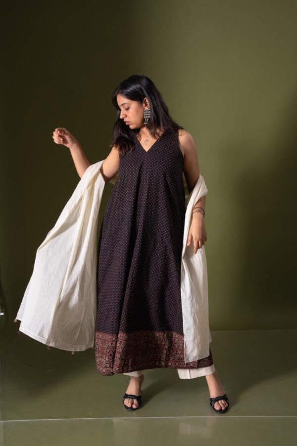 Ajrakh Polka Panel Kurta with Pants