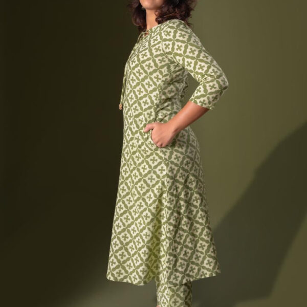Green Dabu Kurta