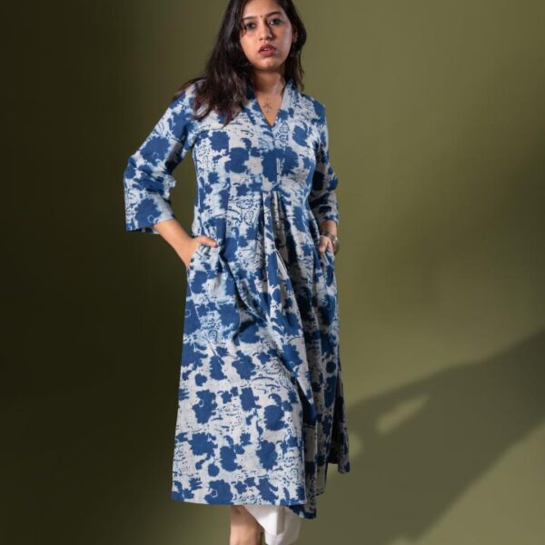 Indigo Blue V neck Kurta