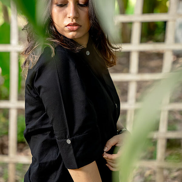 Cotton Linen Black Shirt
