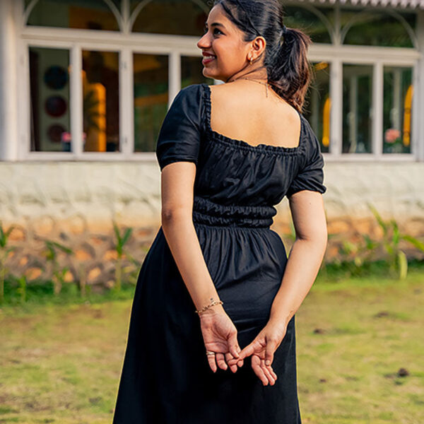 Black Dress With Puff Sleeves