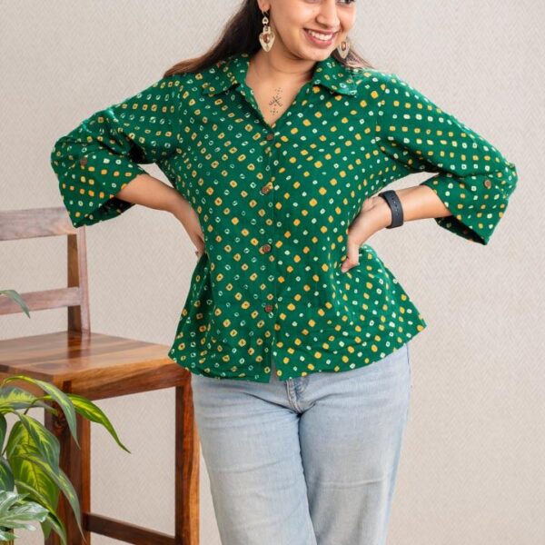 Green Bandhani Shirt