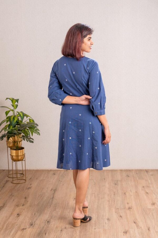Blue Dress With Gathers - Image 2