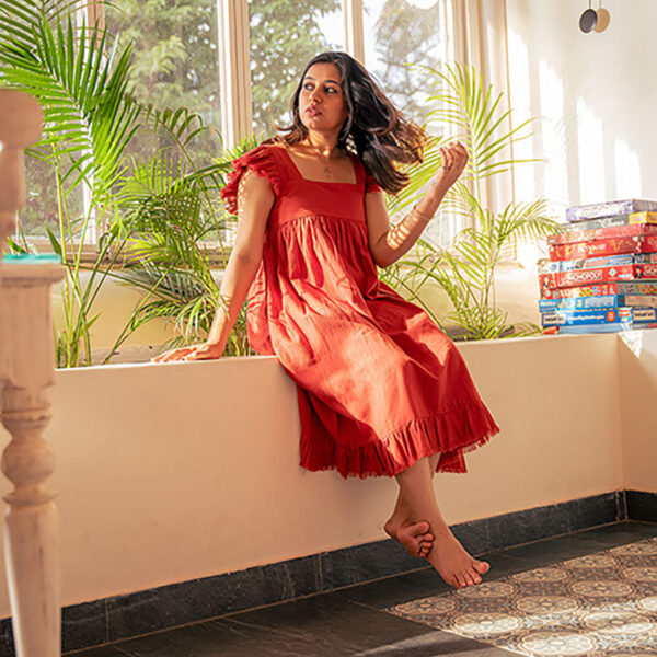 Rust Frill Dress