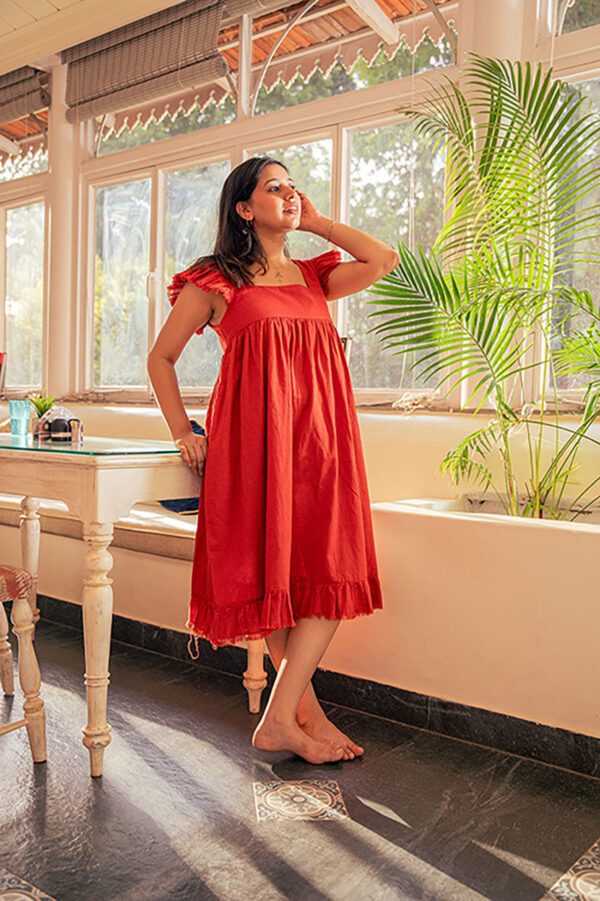 Rust Frill Dress - Image 3