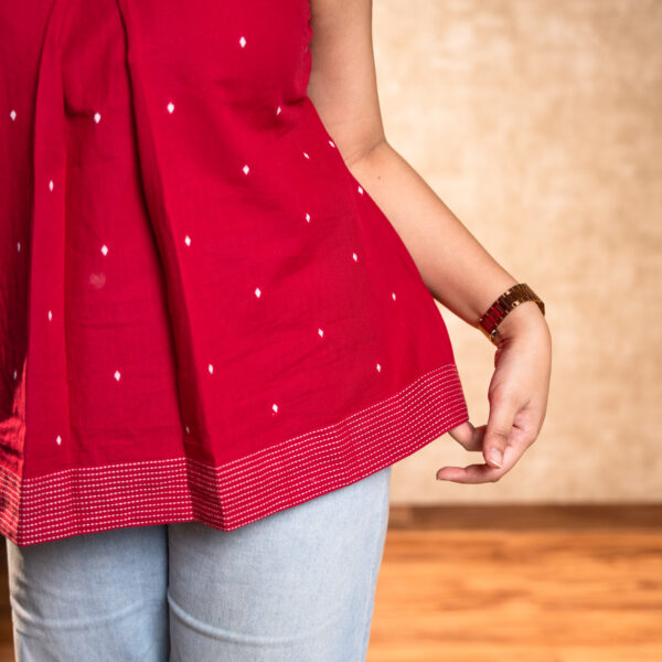 Red Handloom Short Kurta