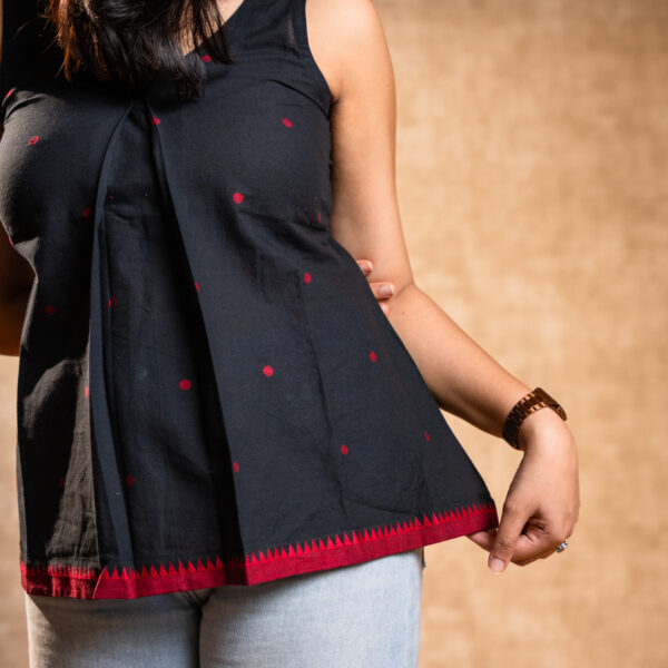 Black Handloom Short Kurta