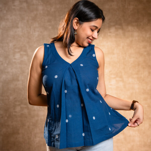 Blue Handloom Short Kurta