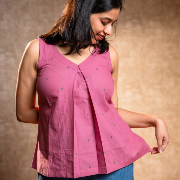 Pink Handloom Short Kurta