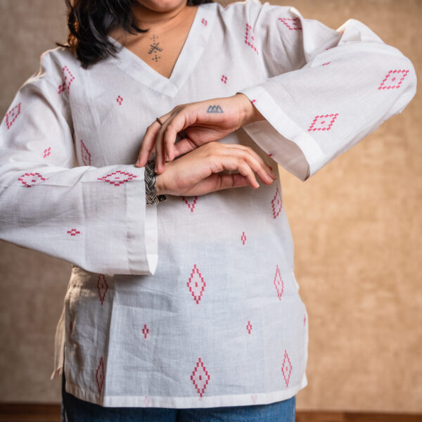 White Handloom Full Sleeves Kurta