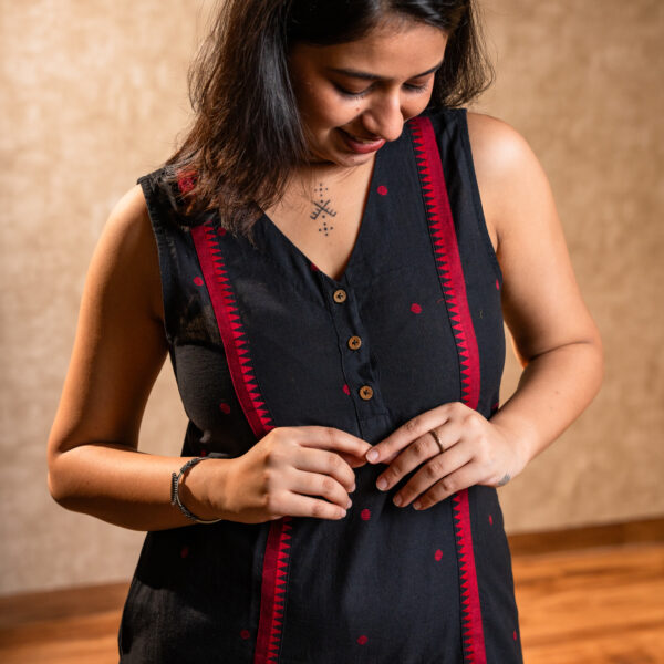 Black Long Kurta with Front Slit