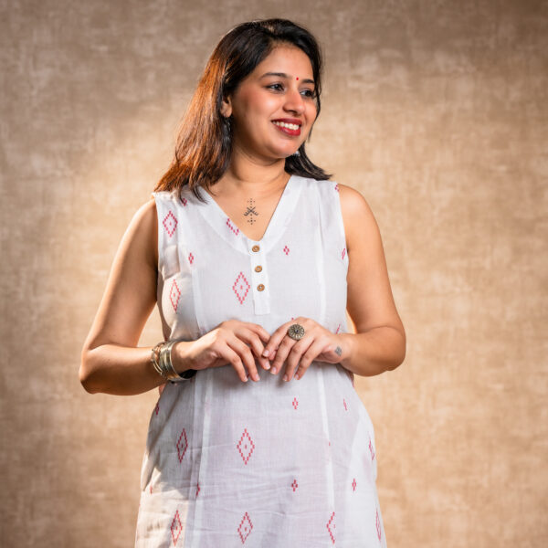 White Long Kurta with Front Slit